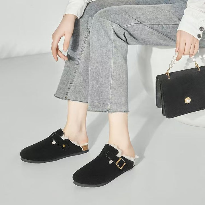 Damen gefütterte Clog-Pantoffel mit verstellbarer Metallschnalle und anatomischem Korkfußbett – Lioré