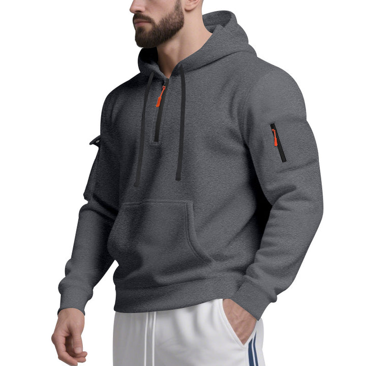 Herren Funktions-Hoodie mit halbem Reißverschluss und praktischen Taschen Echoarchiv
