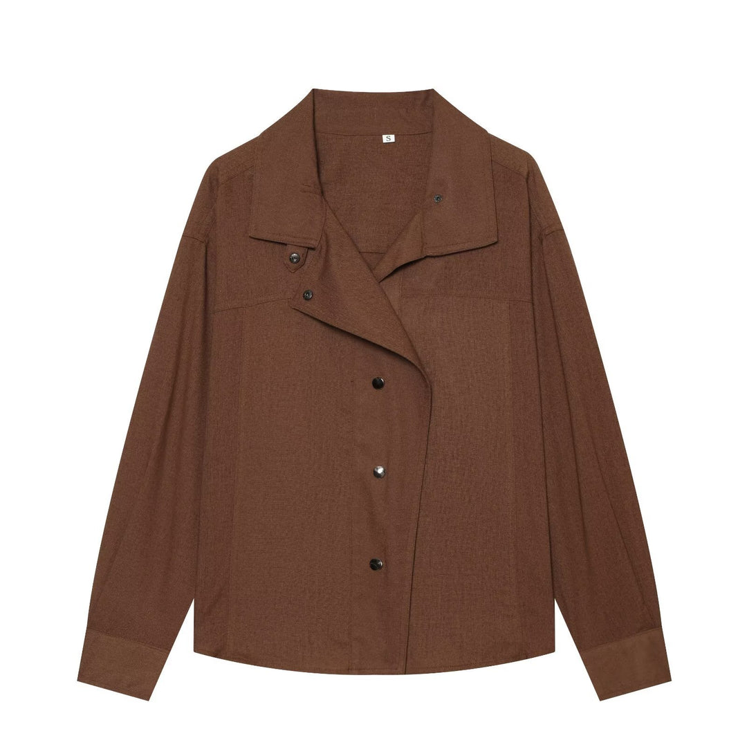 Damen Oversize Hemdblusen-Jacke mit Druckknopfblende und weiter Passform Echo Archiv