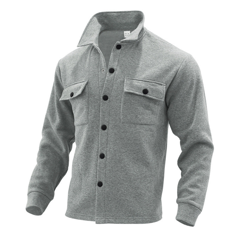 Herren lässige Hemdjacke mit praktischen Taschen und modernem Stehkragen Echoarchiv