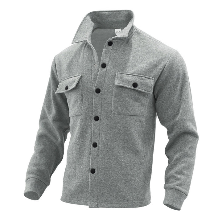 Herren lässige Hemdjacke mit praktischen Taschen und modernem Stehkragen Echoarchiv
