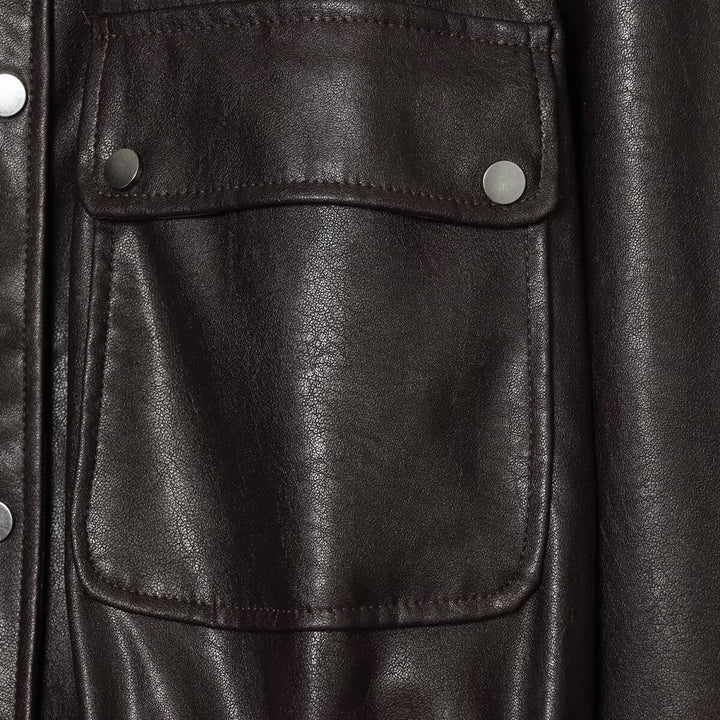 Damen Kurzjacke im Oversized-Look aus Kunstleder mit Tunnelzugtaillierung Echoarchiv