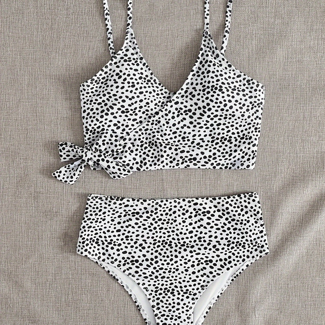 Damen Wickel-Bikini-Set mit hohem Bund und eleganten Polka Dots Echo Archiv