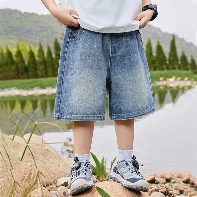 Jungen lässige Denim-Shorts mit kreativen Stickereien Echo Archiv