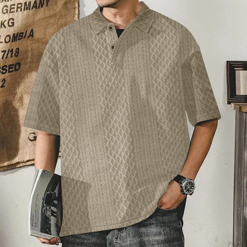 Herren lässiges Polohemd mit strukturierter Oberfläche und Knopfleiste Echoarchiv