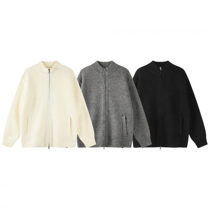 Damen Oversize-Strickzipjacke mit Stehkragen und Zwei-Wege-Reißverschluss Echo Archiv