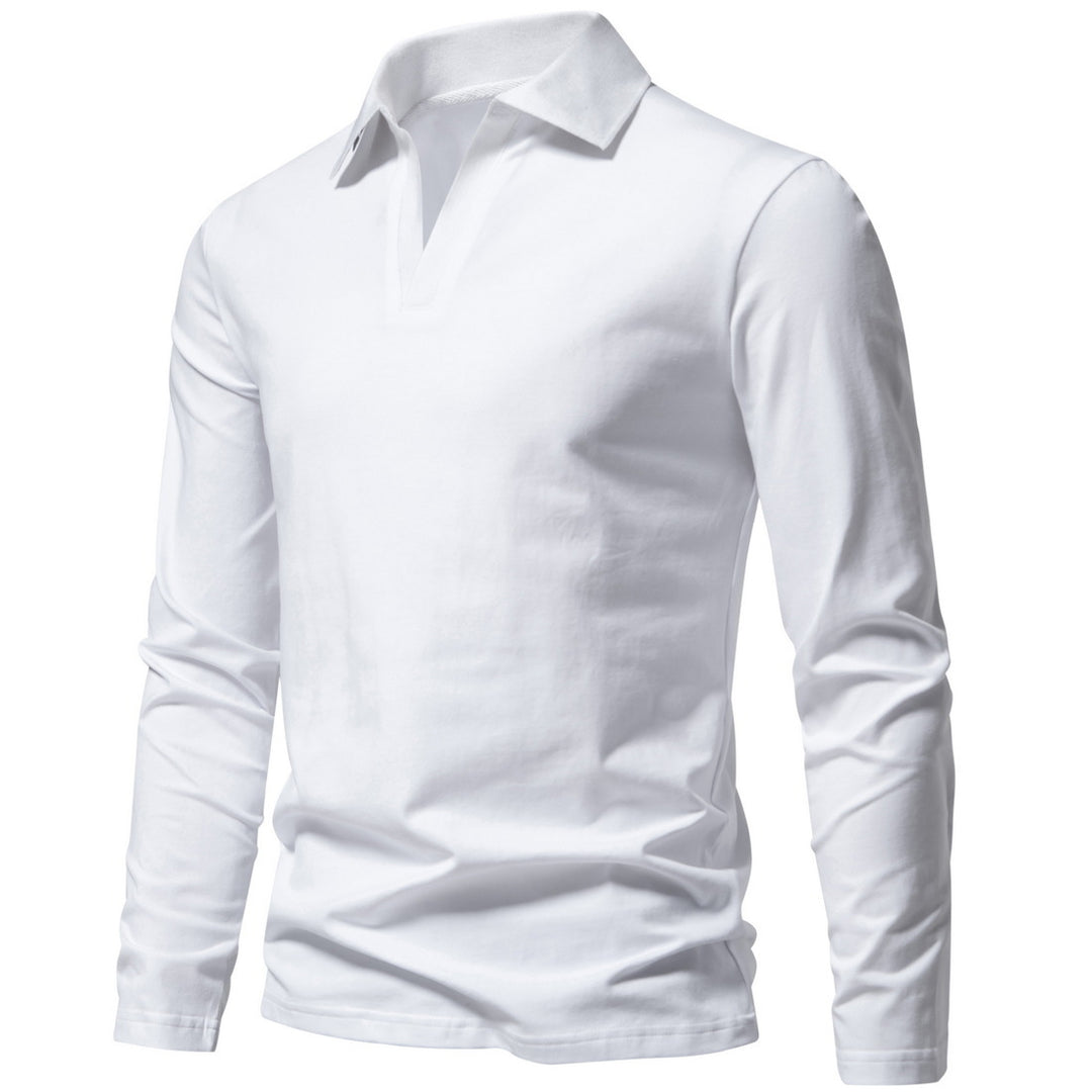 Herren nan Langarm-Polo mit offenem V-Ausschnitt, feinem Rippenkragen und schmaler Silhouette Echo Archiv