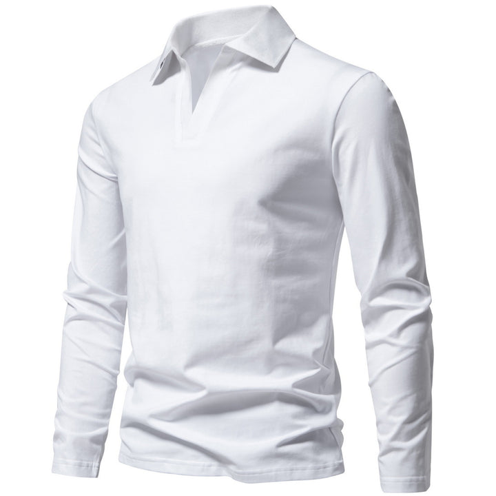 Herren nan Langarm-Polo mit offenem V-Ausschnitt, feinem Rippenkragen und schmaler Silhouette Echo Archiv