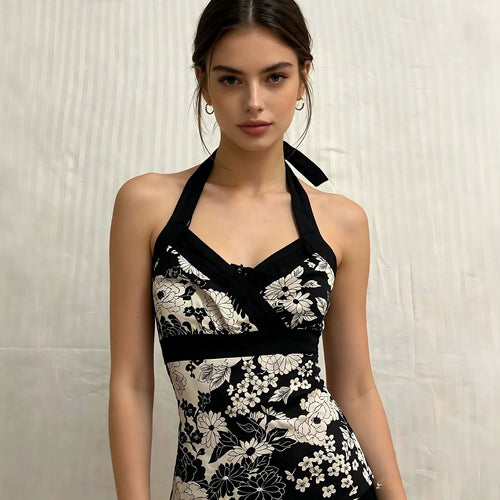 Damen elegantes Haltertop mit floralem Design Echo Archiv