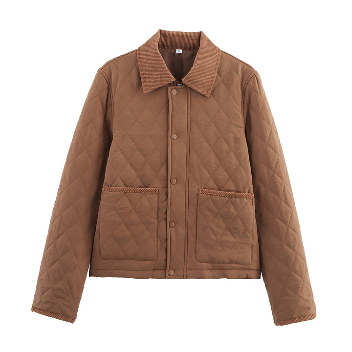 Damen nan gesteppte Kurzjacke mit Kordkragen, Druckknopfleiste und aufgesetzten Taschen Echo Archiv
