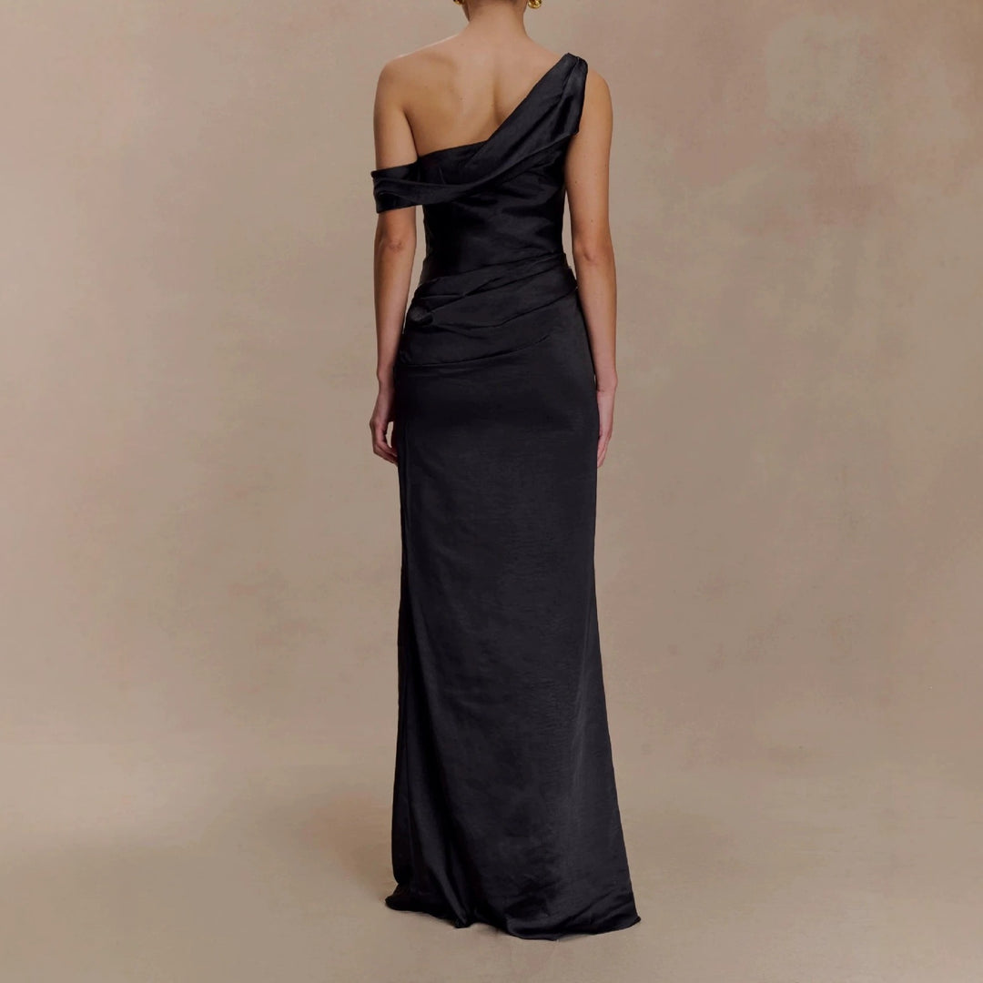 Damen Elegantes asymmetrisches Maxikleid mit raffinierter Drapierung Echo Archiv