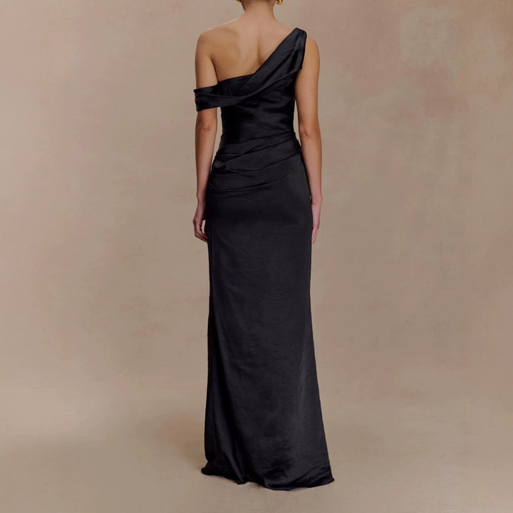 Damen Elegantes asymmetrisches Maxikleid mit raffinierter Drapierung Echo Archiv