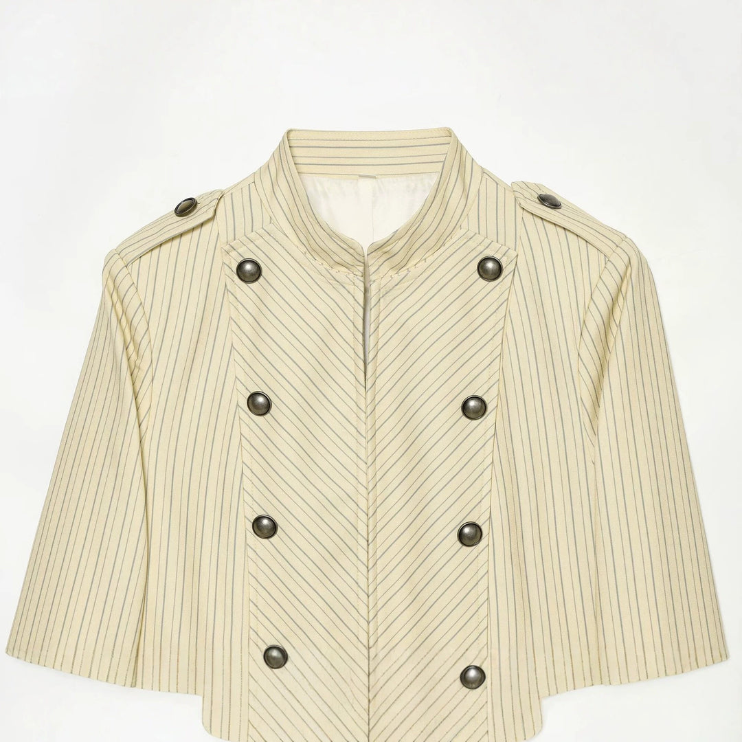 Damen Kurze doppelreihige Militärjacke mit Stehkragen und Epauletten Echo Archiv