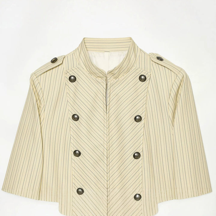 Damen Kurze doppelreihige Militärjacke mit Stehkragen und Epauletten Echo Archiv