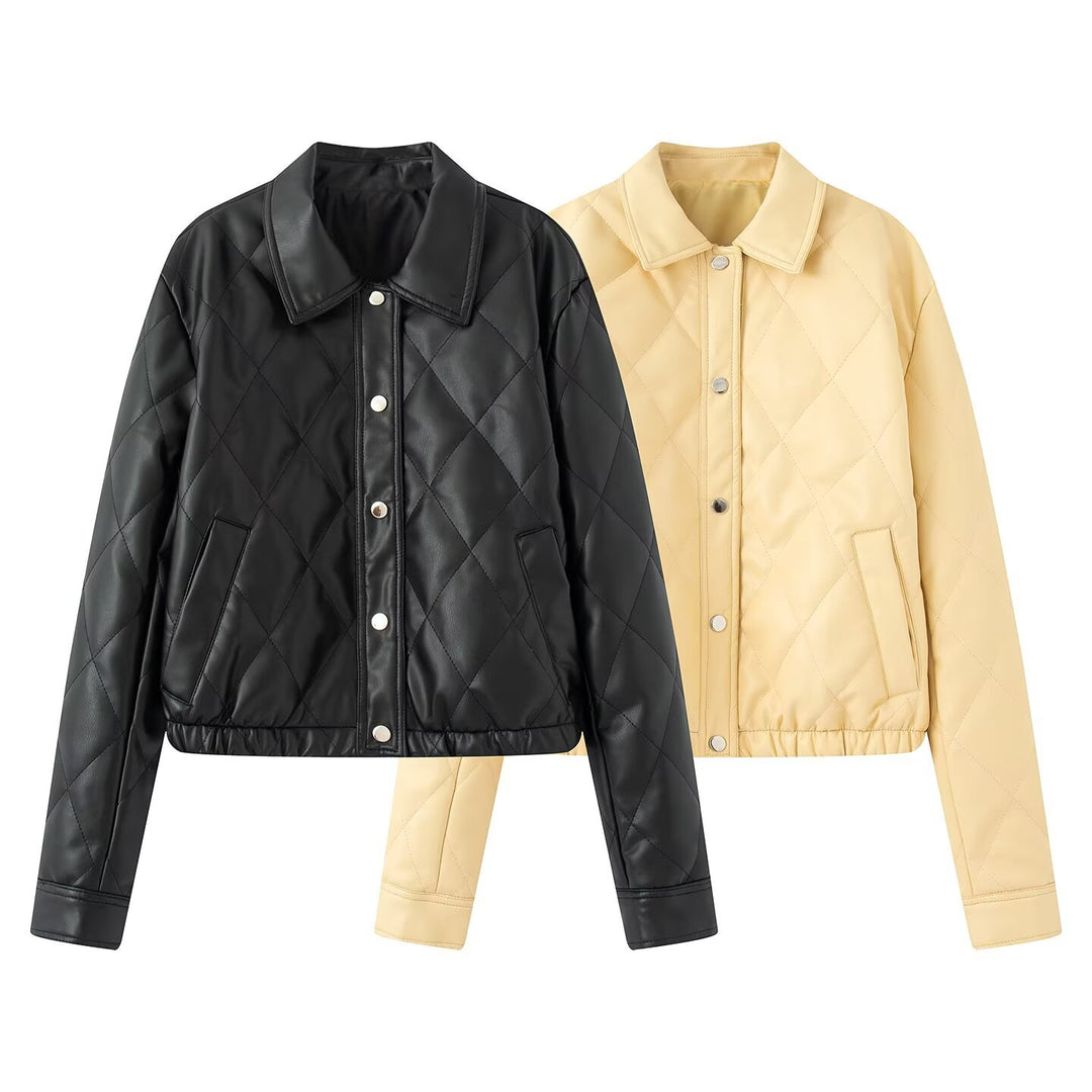 Damen Kurzjacke gesteppt mit Hemdkragen und Druckknopfverschluss Echo Archiv