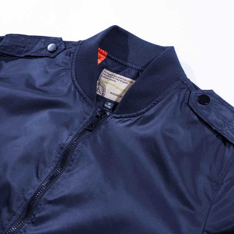 Herren leichte Nylon-Bomberjacke im Pilotenschnitt mit Ärmeltasche – Brevano