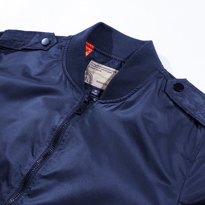 Herren leichte Nylon-Bomberjacke im Pilotenschnitt mit Ärmeltasche – Brevano