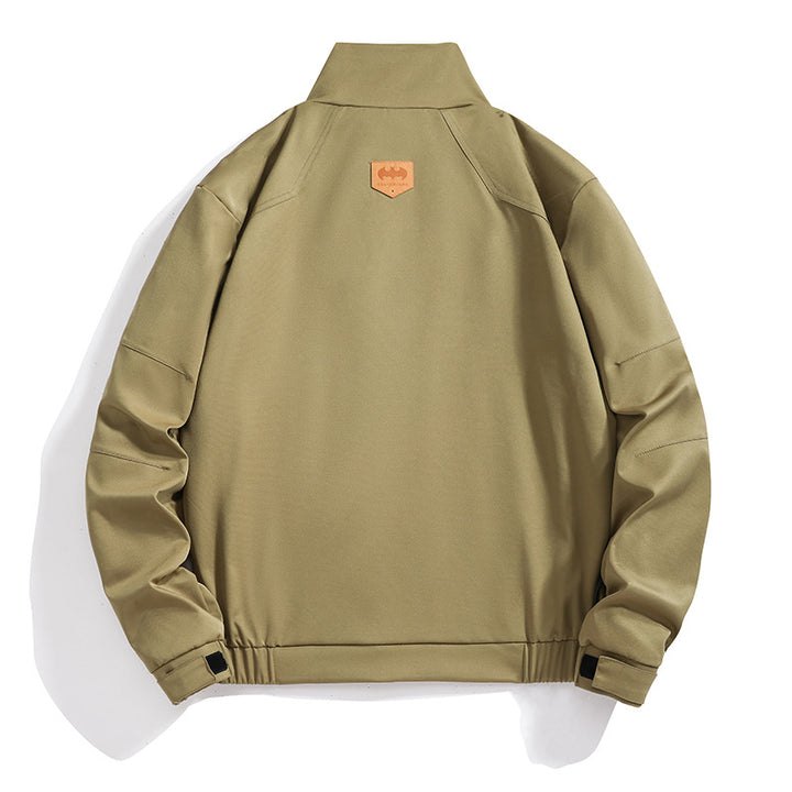 Herren leichte Canvas-Utility-Jacke mit Stehkragen, verdeckter Zweiwege-Reißverschluss und elastischen Bündchen – Taviero