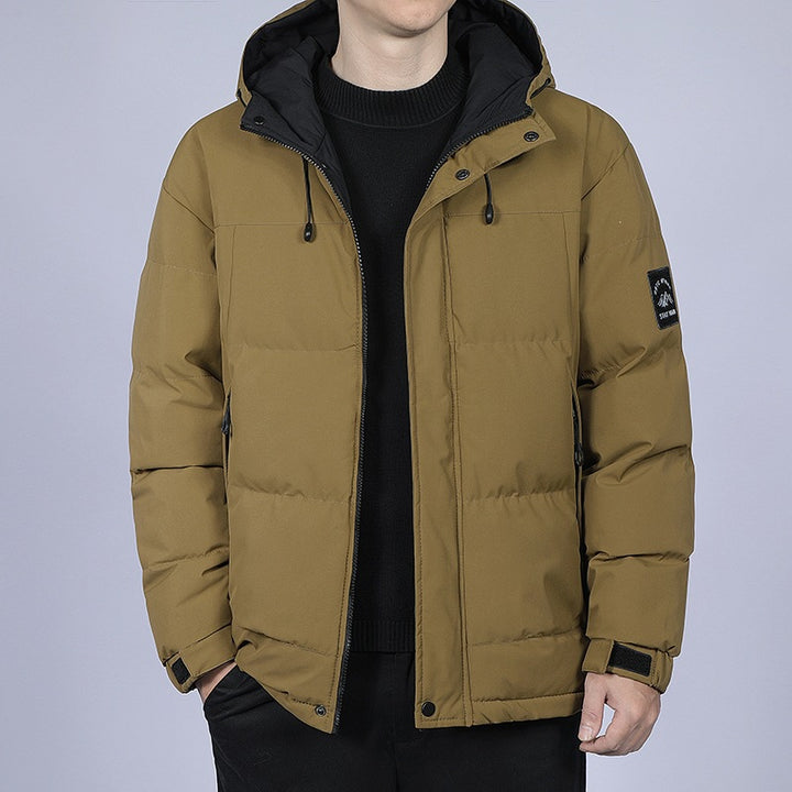 Herren Kurz geschnittene gesteppte Winterjacke mit Kapuze, winddichter Membran & verstellbaren Manschetten Echoarchiv