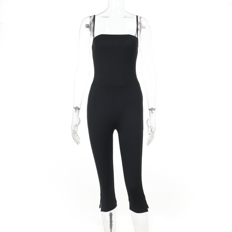 Damen stylischer Jumpsuit mit schmalem Schnitt und verstellbaren Trägern Echo Archiv