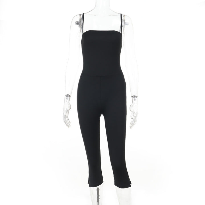 Damen stylischer Jumpsuit mit schmalem Schnitt und verstellbaren Trägern Echo Archiv