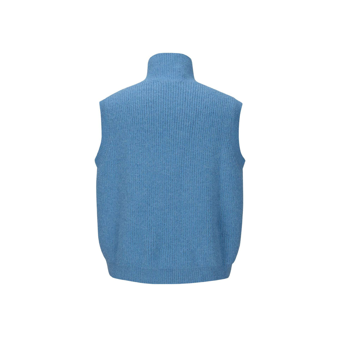 Unisex Grobgestrickte Weste mit Polokragen und Halbknopfleiste Echoarchiv