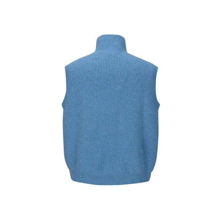 Unisex Grobgestrickte Weste mit Polokragen und Halbknopfleiste Echoarchiv