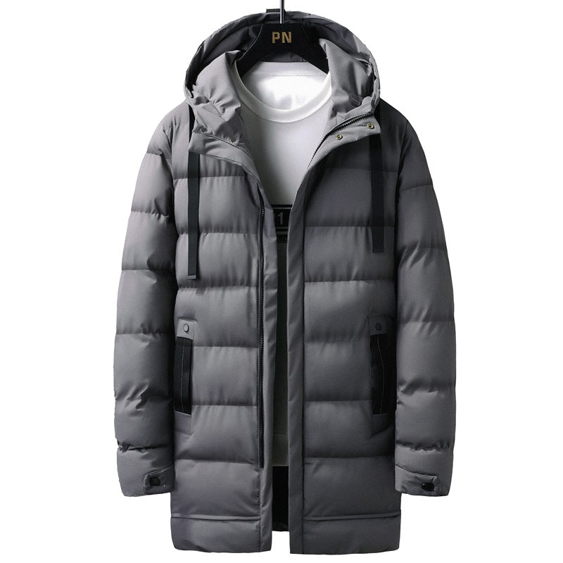 Herren Lange gestepptes Thermo-Parka mit Kapuze, Reißverschluss & Utility-Taschen Echoarchiv