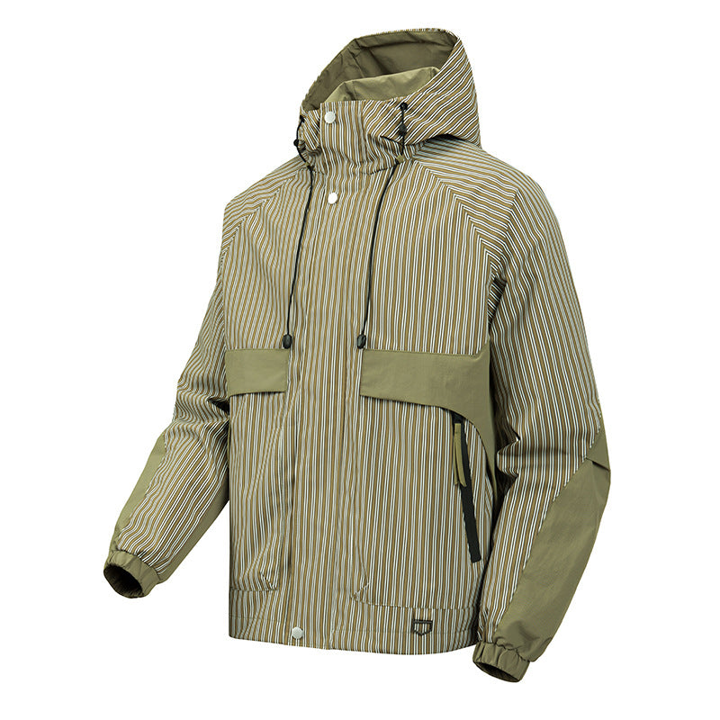 Herren Modische Windbreaker-Jacke mit Kapuze und Streifenmuster Echo Archiv