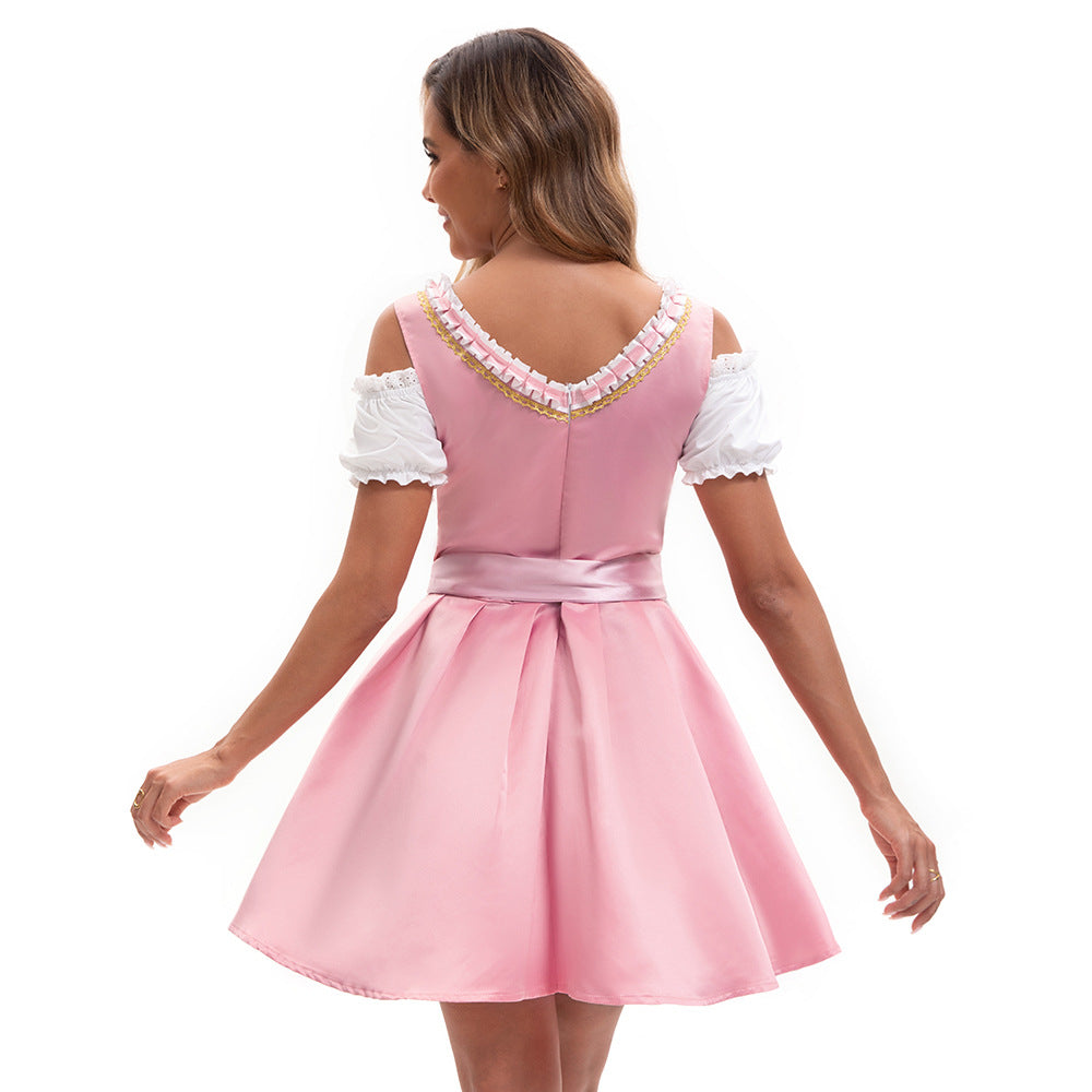 Damen nan Dirndlkleid mit Spitzen-Schürze, dekorativer Schnürung und Puffärmeln Echo Archiv