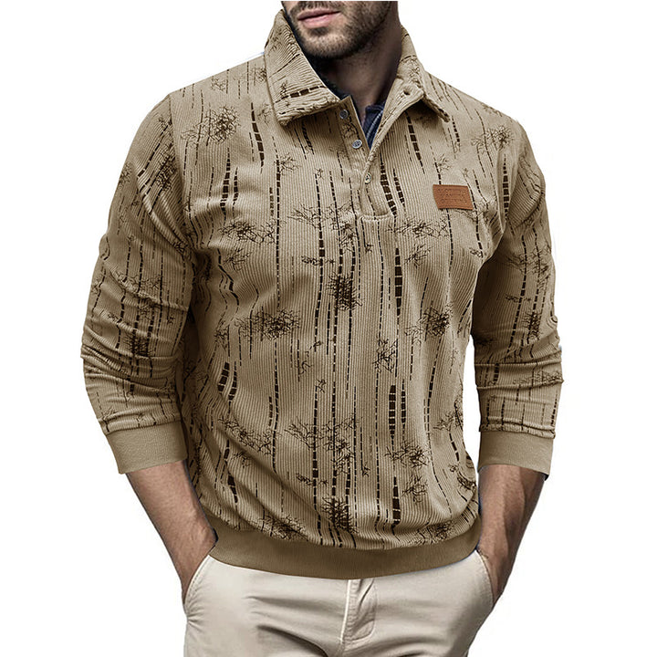 Herren modischer Pullover im strukturierten Design mit Kragen und Knopfleiste Echoarchiv
