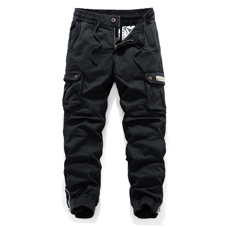 Herren Tactical-Canvas-Cargohose im Joggerstil mit elastischem Tunnelzugbund, Knieabnähern und Multifunktions-Pattentaschen Echo Archiv