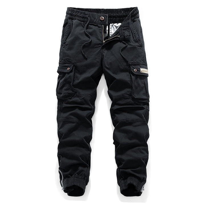 Herren Tactical-Canvas-Cargohose im Joggerstil mit elastischem Tunnelzugbund, Knieabnähern und Multifunktions-Pattentaschen Echo Archiv