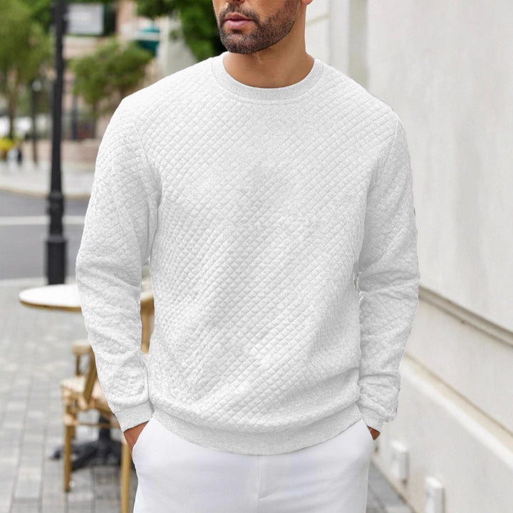 Herren gesteppter Sweatpullover mit Rautensteppung, geripptem Kragen und komfortablem Regular Fit – Marzano