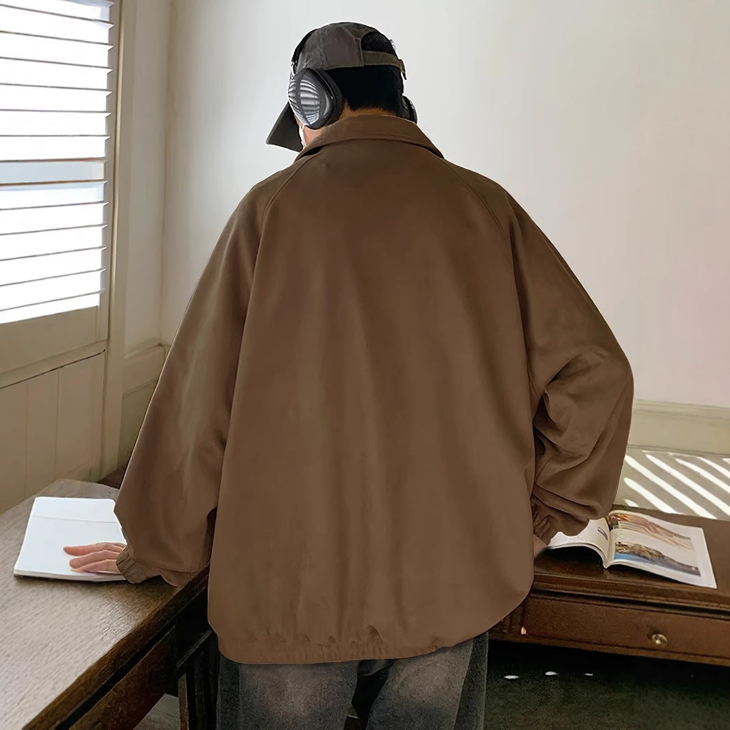 Herren lässige Overshirt-Jacke aus bequemem Softmaterial mit Druckknopfverschluss Echoarchiv