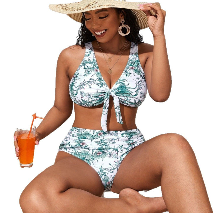 Damen Bikini-Set mit floralem Bindeband und hohem Taillenbund Echo Archiv