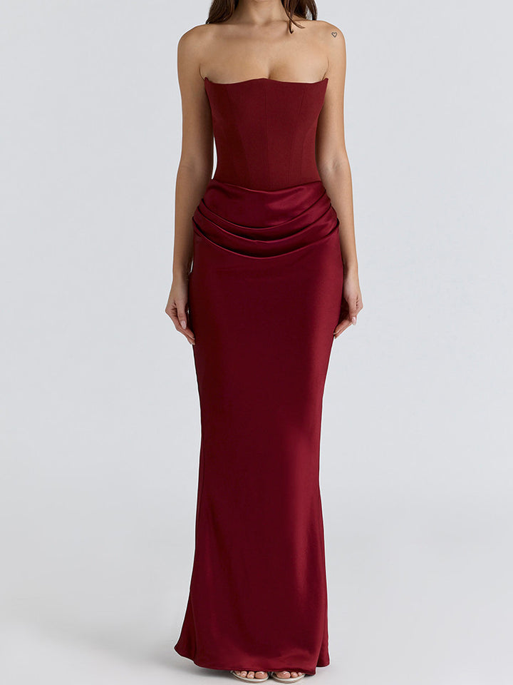 Damen Elegantes Abendkleid mit strukturiertem Corsage-Oberteil und fließendem Rock Echo Archiv