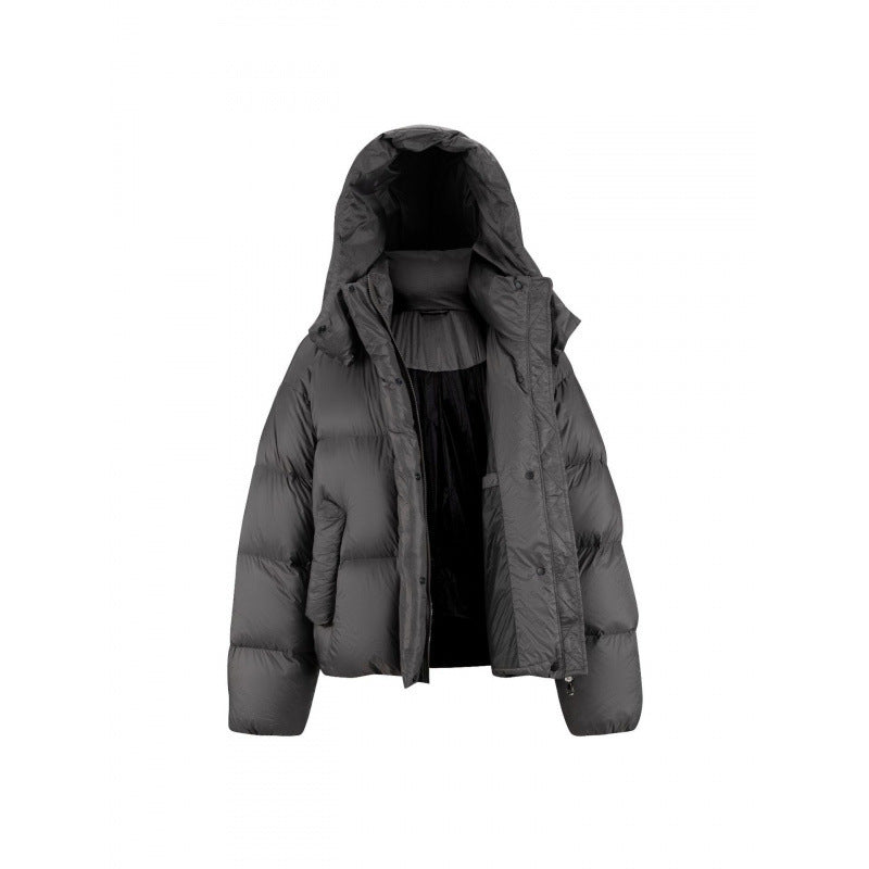 Damen Kurz gepolsterte Crop‑Steppjacke mit Volumen‑Kapuze und verdeckter Druckknopfleiste Echo Archiv