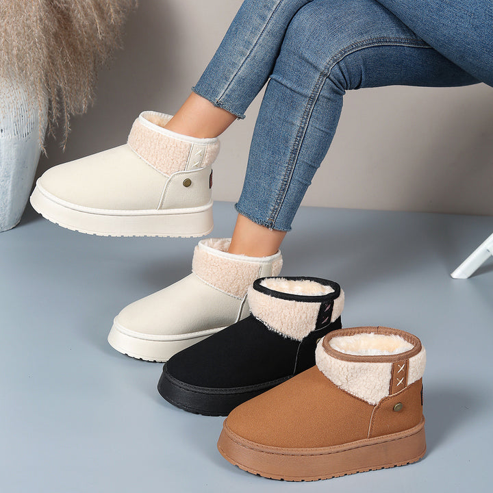 Damen Gefütterte Plateau-Stiefelette mit Teddykragen und Slip-On-Schaft Echo Archiv