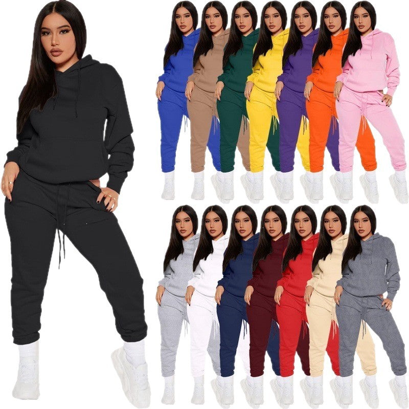 Damen zweiteiliges Lounge-Set mit Kapuzenpullover und High-Waist Jogginghose aus weichem French Terry – Avérine