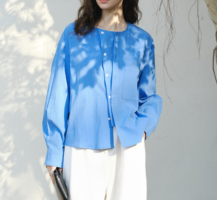 Damen Bequeme und lässige Bluse mit Knopfdetail Echoarchiv