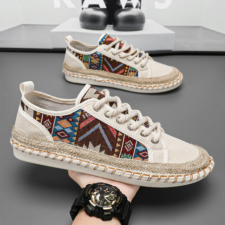 Unisex Espadrille-Sneaker mit geflochtenem Jutemittelsohle und ethnischem Webmuster Echoarchiv