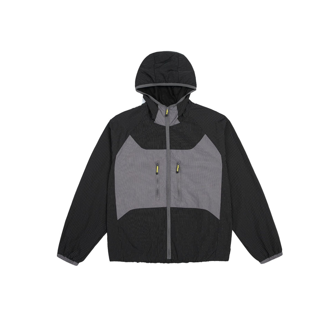 Unisex Leichte Kapuzen-Windjacke mit Ripstop‑Material, Colourblock‑Einsätzen und Fronttaschen Echoarchiv