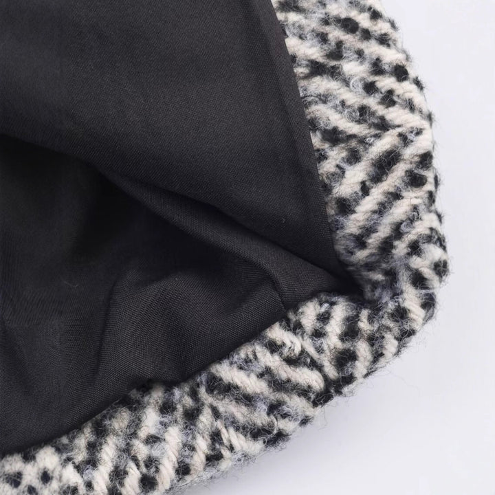 Damen Oversized Mantel mit Fischgrätmuster und tiefem Reverskragen Echo Archiv