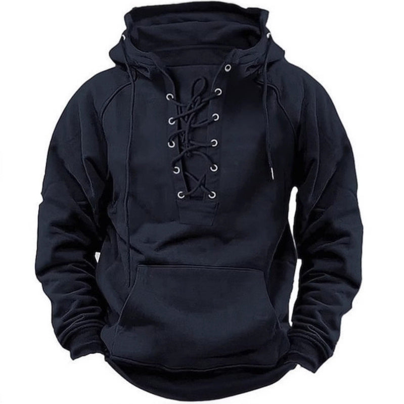Herren Kapuzensweatshirt mit modischer Schnürung und weichem Innenfutter Echoarchiv