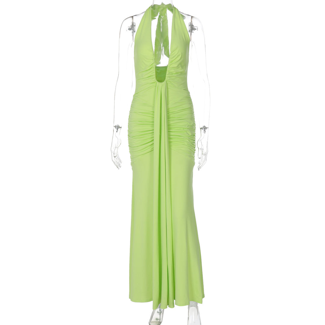 Damen Elegantes Maxikleid mit tiefem Ausschnitt und raffinierten Rüschendetails Echo Archiv