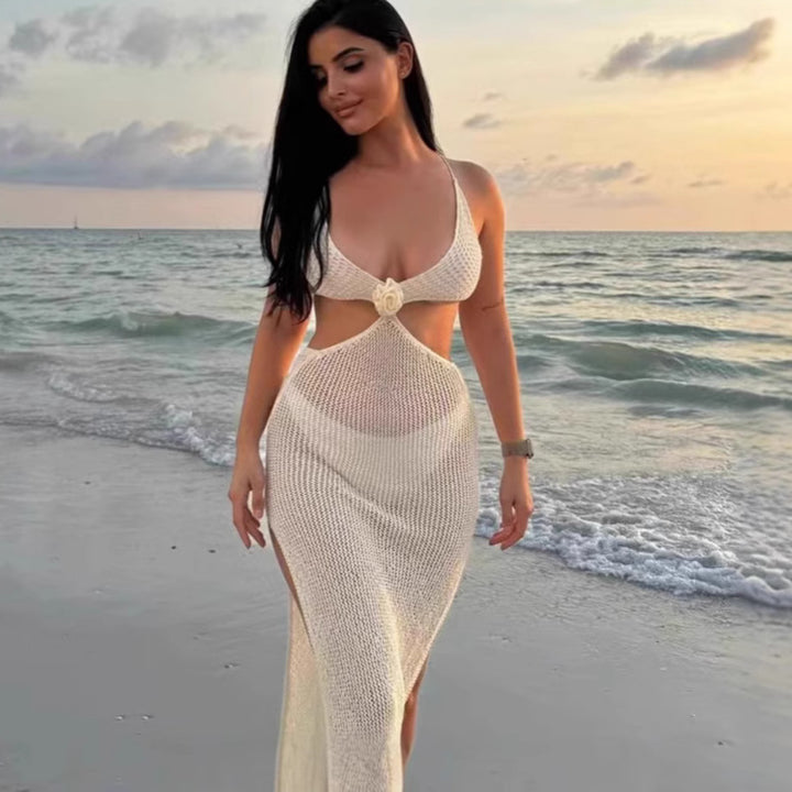 Damen Transparentes Strandkleid mit tiefem V-Ausschnitt Echo Archiv