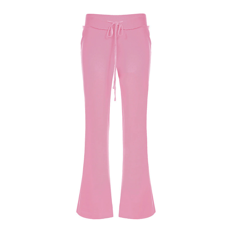 Damen nan taillierte Jersey-Flared-Loungehose mit Bindeband, hohem Komfortbund und seitlichen Eingrifftaschen Echo Archiv