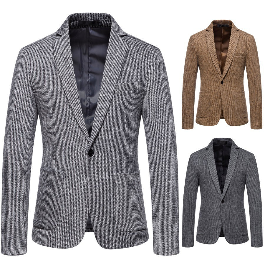 Herren eleganter Strickblazer mit strukturiertem Design und schmalem Schnitt Echoarchiv