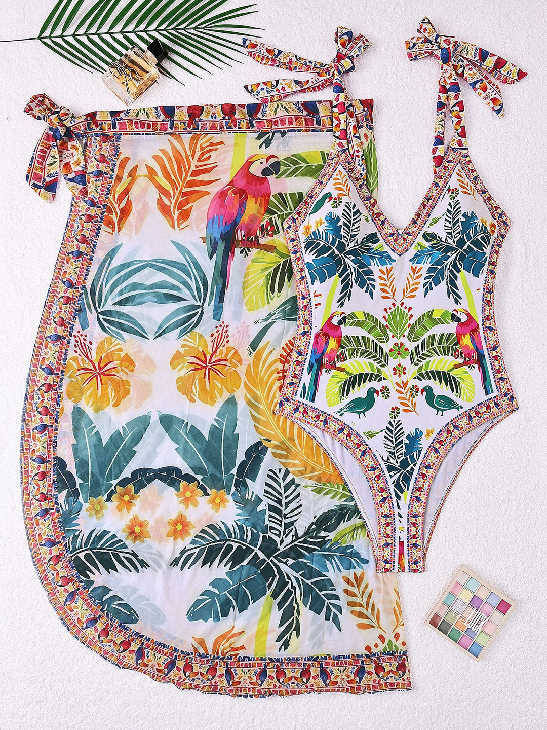 Damen Schwimmkleid mit floralem Design und Überwurf Echo Archiv